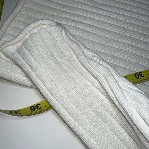 Vintage 90s MADE IN JAPAN Polo Ribbed Sweater L Ivory Fisherman Short Fit - Picture 5 of 9